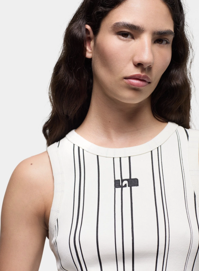 LAAGAM - Logo Tank Top Striped - Ecru