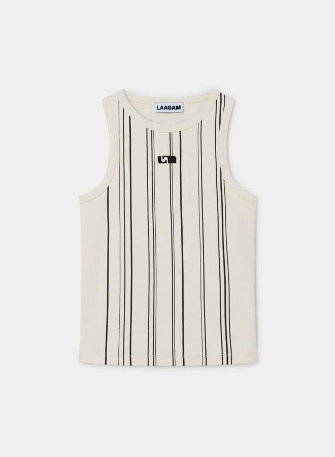 LAAGAM - Logo Tank Top Striped - Ecru
