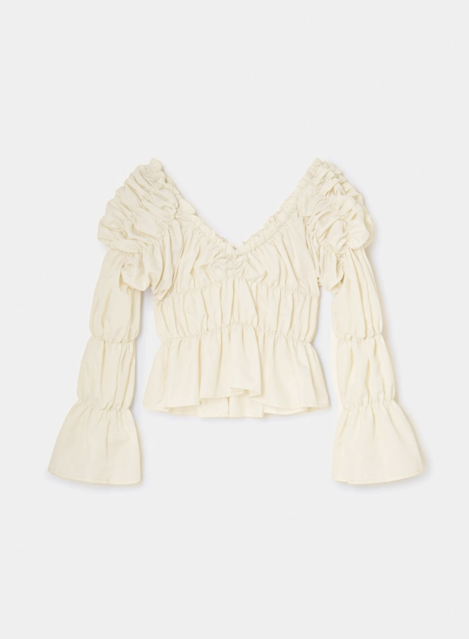 LAAGAM - Sadie Ruched Blouse - Ecru