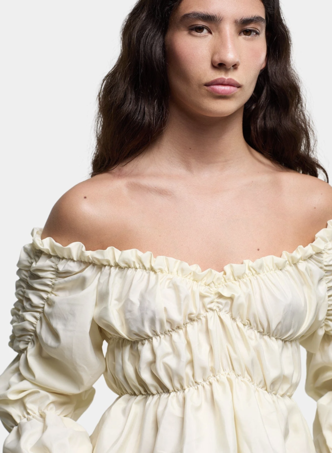 LAAGAM - Sadie Ruched Blouse - Ecru