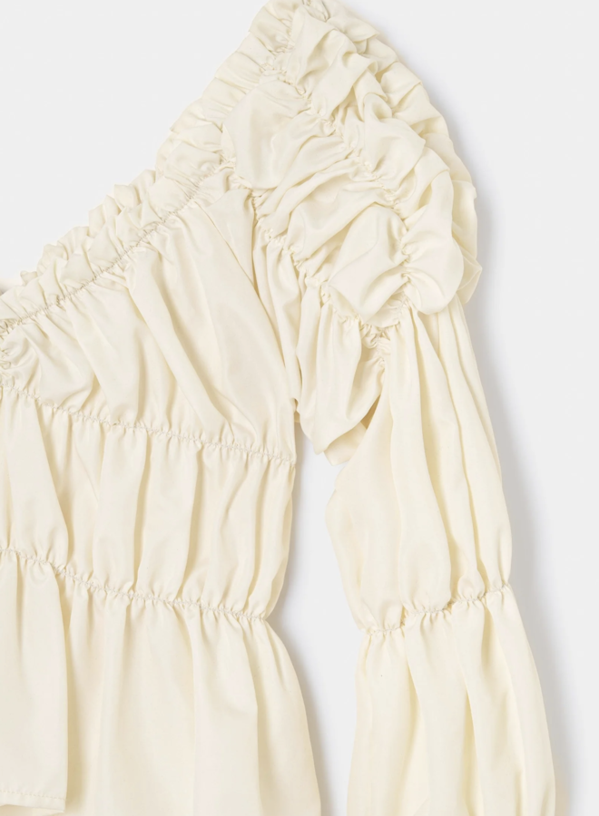 LAAGAM - Sadie Ruched Blouse - Ecru