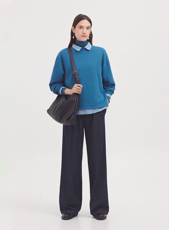 Nice Things - Blue Denim Pleat Pants - Denim