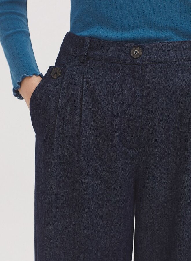 Nice Things - Blue Denim Pleat Pants - Denim