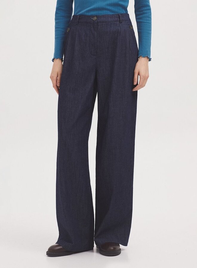 Nice Things - Blue Denim Pleat Pants - Denim
