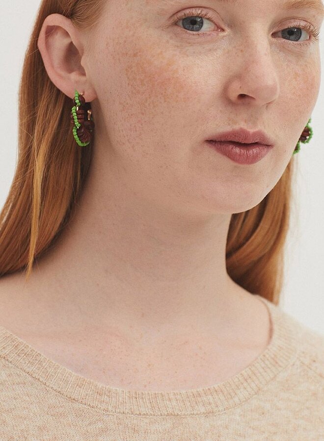 Nice Things - Flower Hoop Earring - Granit Green