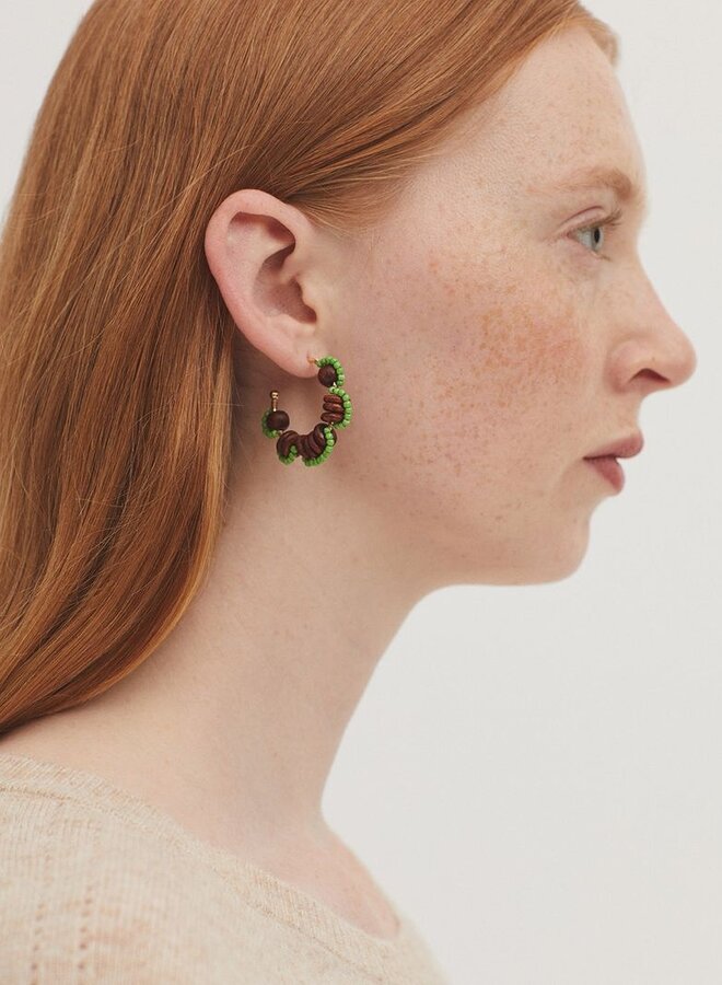 Nice Things - Flower Hoop Earring - Granit Green