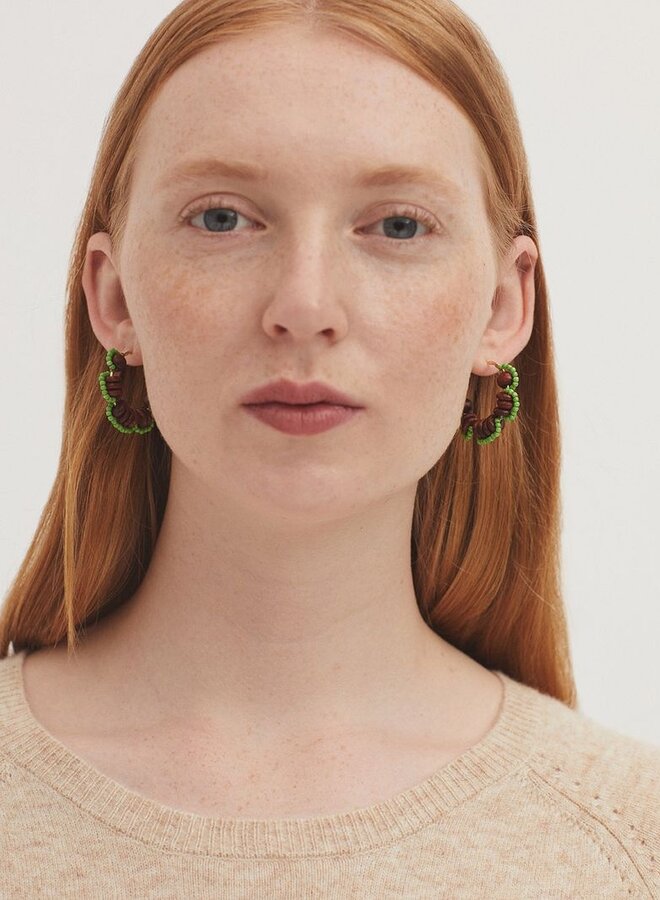 Nice Things - Flower Hoop Earring - Granit Green
