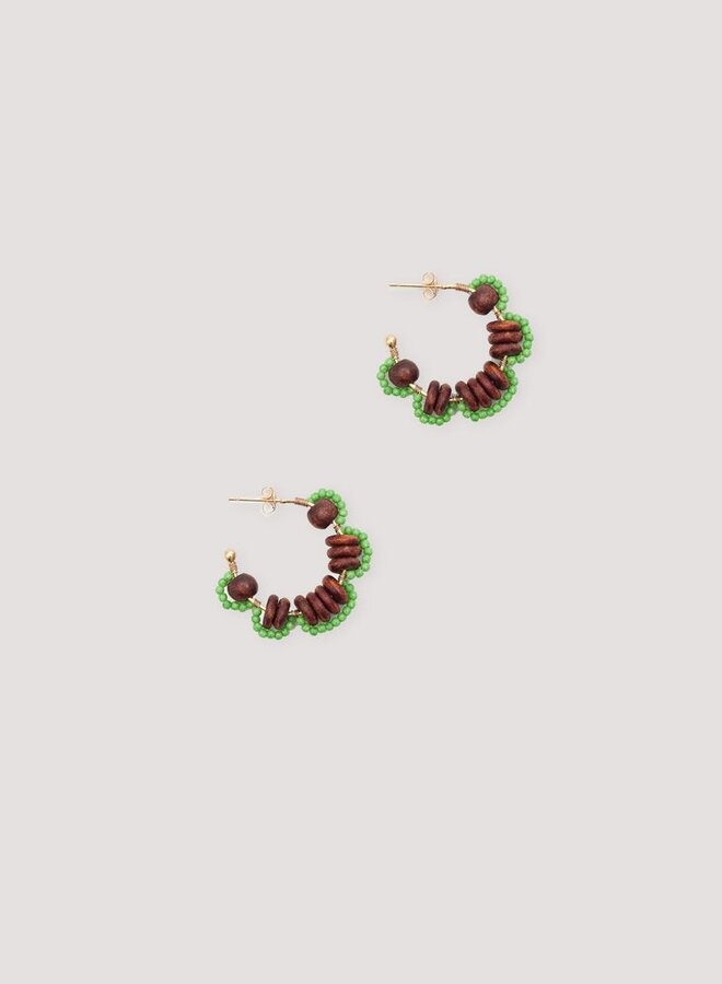 Nice Things - Flower Hoop Earring - Granit Green
