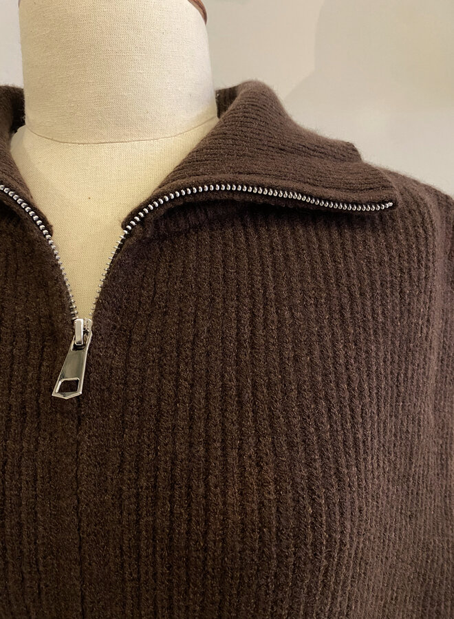 Zipper Gilet - Marron (One Size)