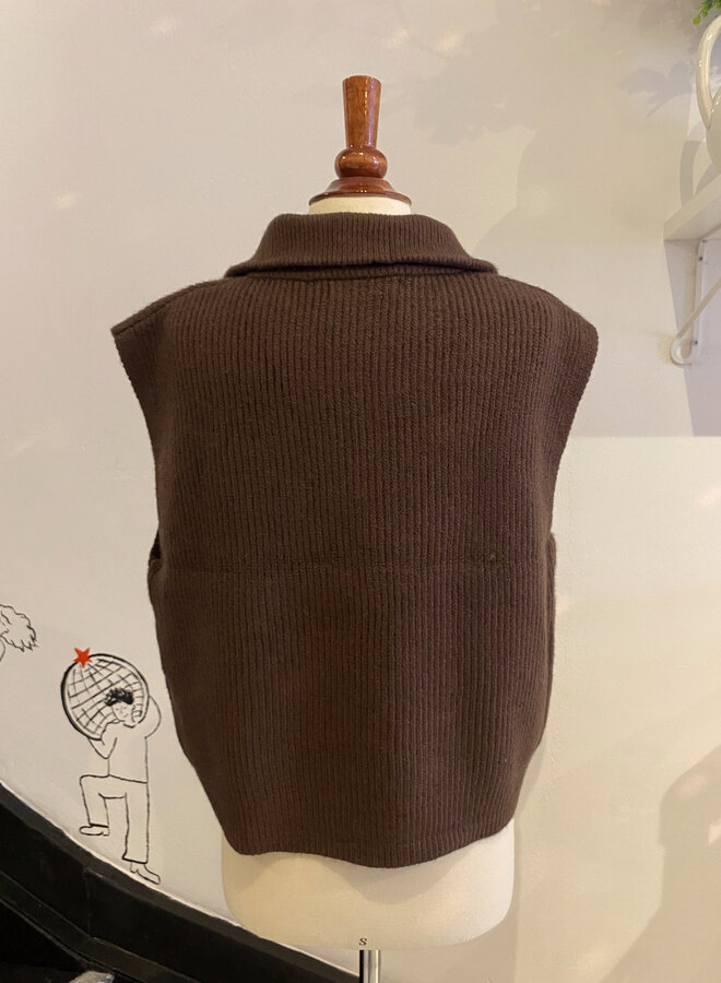 Zipper Gilet - Marron (One Size)