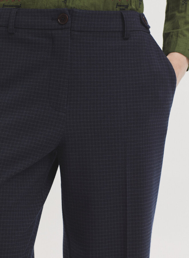 Nice Things - Window Checked Pants - Navy