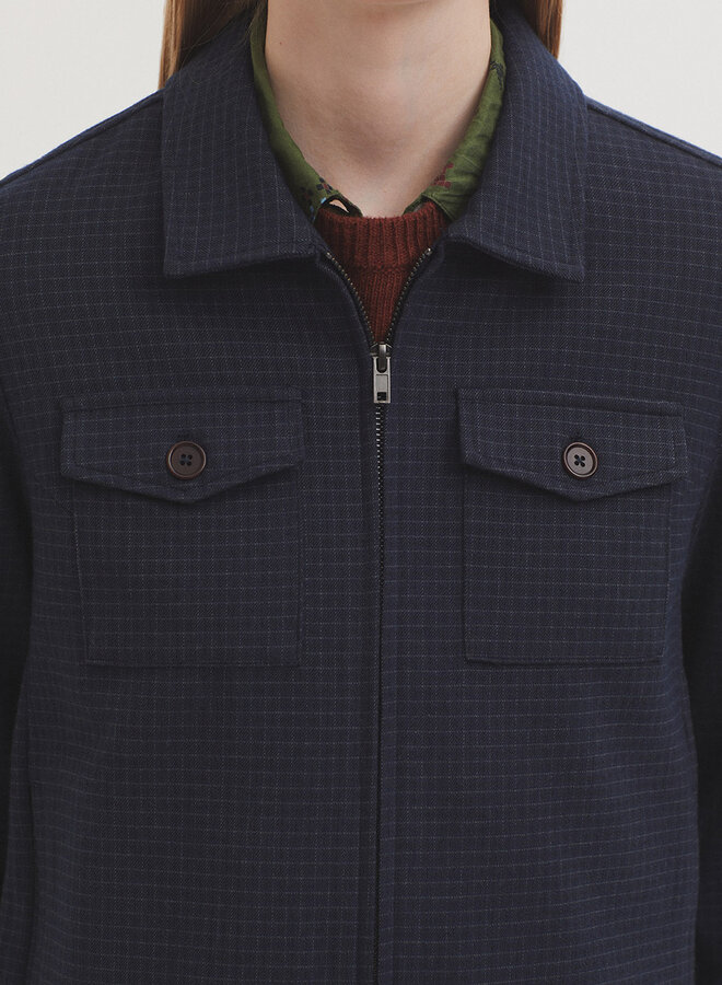 Nice Things - Window Check Zipper Jacket - Navy