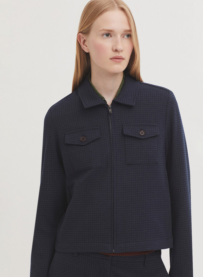 Nice Things - Window Check Zipper Jacket - Navy