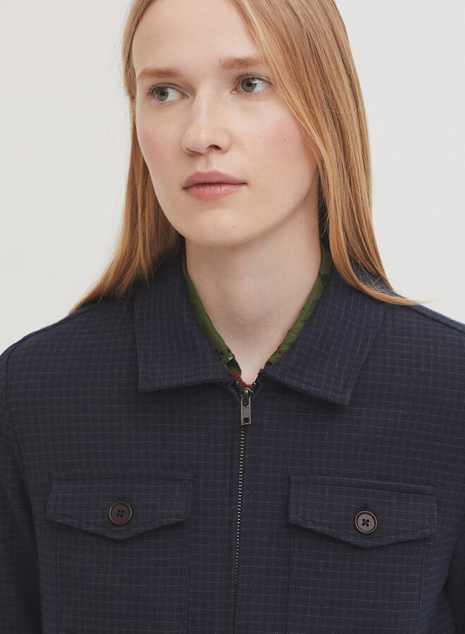 Nice Things - Window Check Zipper Jacket - Navy