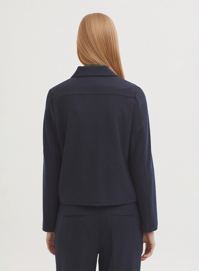 Nice Things - Window Check Zipper Jacket - Navy