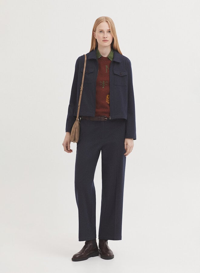 Nice Things - Window Check Zipper Jacket - Navy