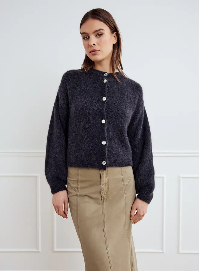 Noella - Kae Knit Cardigan -  Dark Grey