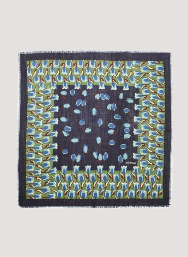 Nice Things - "Tulips Garden" Scarf - Navy