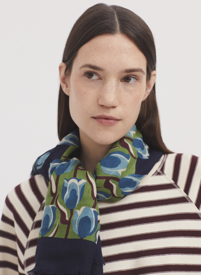 Nice Things - "Tulips Garden" Scarf - Navy