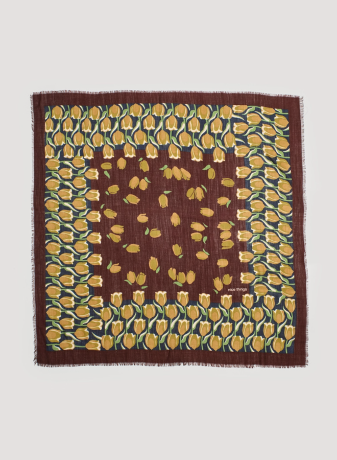 Nice Things - "Tulips Garden" Scarf - Chestnut