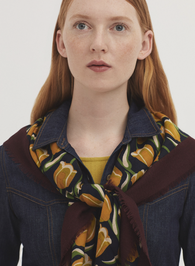 Nice Things - "Tulips Garden" Scarf - Chestnut