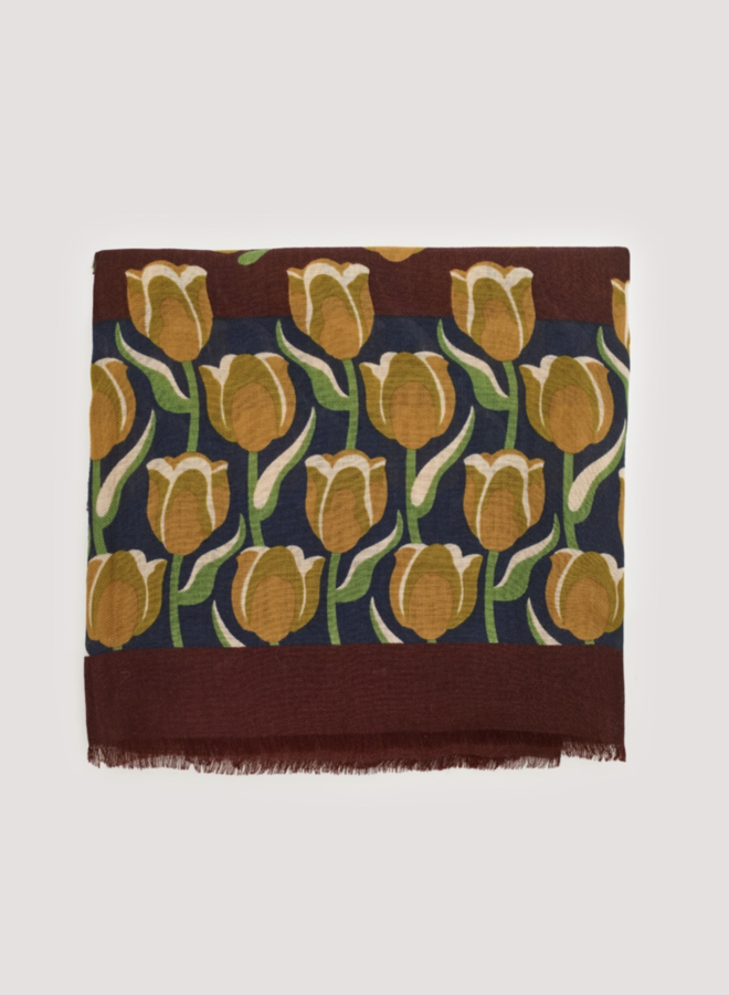 Nice Things - "Tulips Garden" Scarf - Chestnut