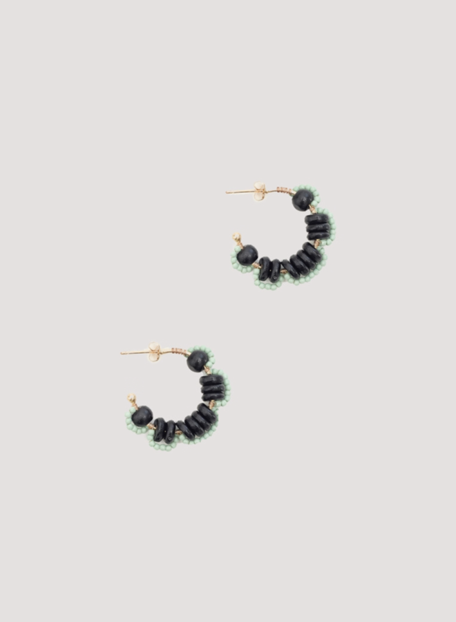 Nice Things - Flower Hoop Earring - Black