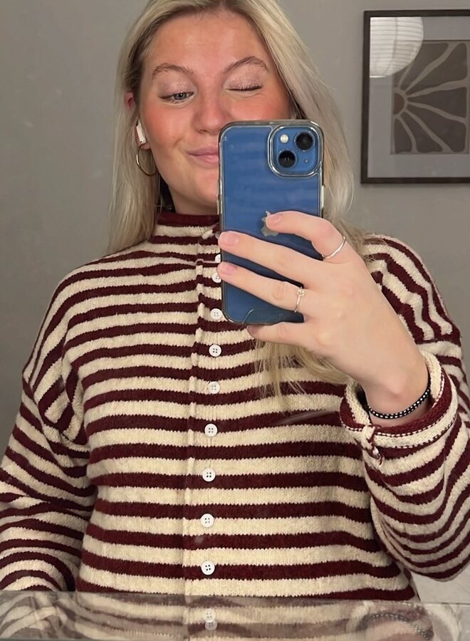 Cardigan Honey Bee - Bordeaux et Beige (One Size)