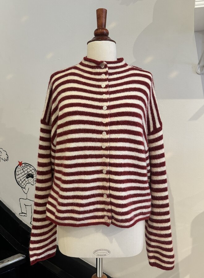 Cardigan Honey Bee - Bordeaux et Beige (One Size)