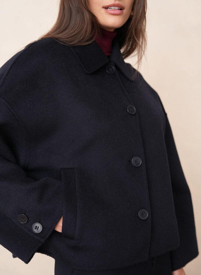 Manteau Short Wool Coat - Navy