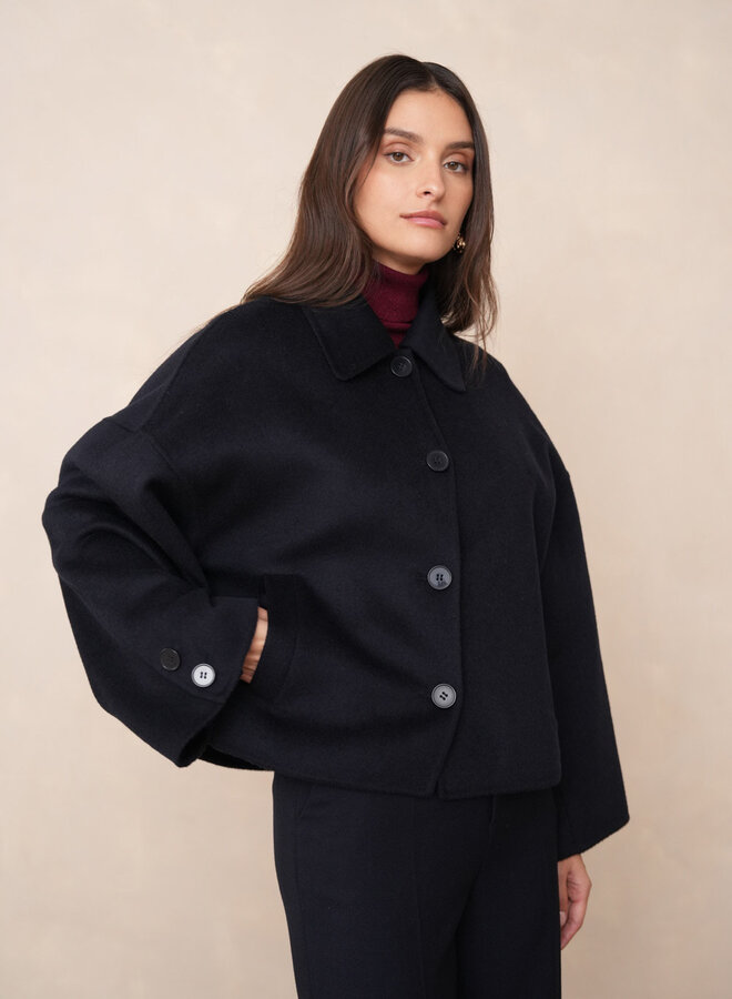 Manteau Short Wool Coat - Navy