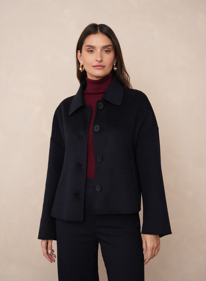 Manteau Short Wool Coat - Navy