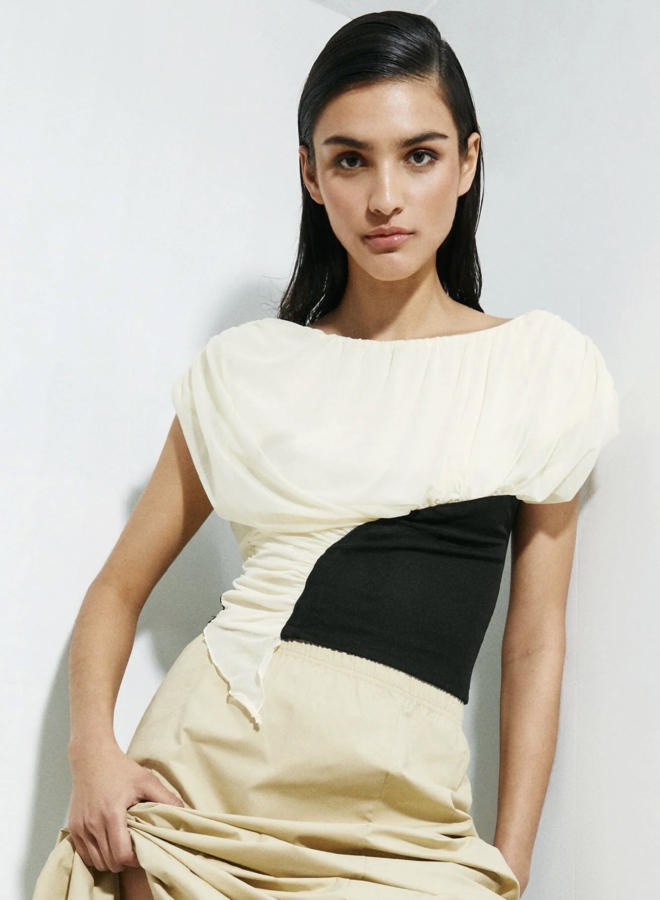 LAAGAM - Gemini Draped Top - Ecru