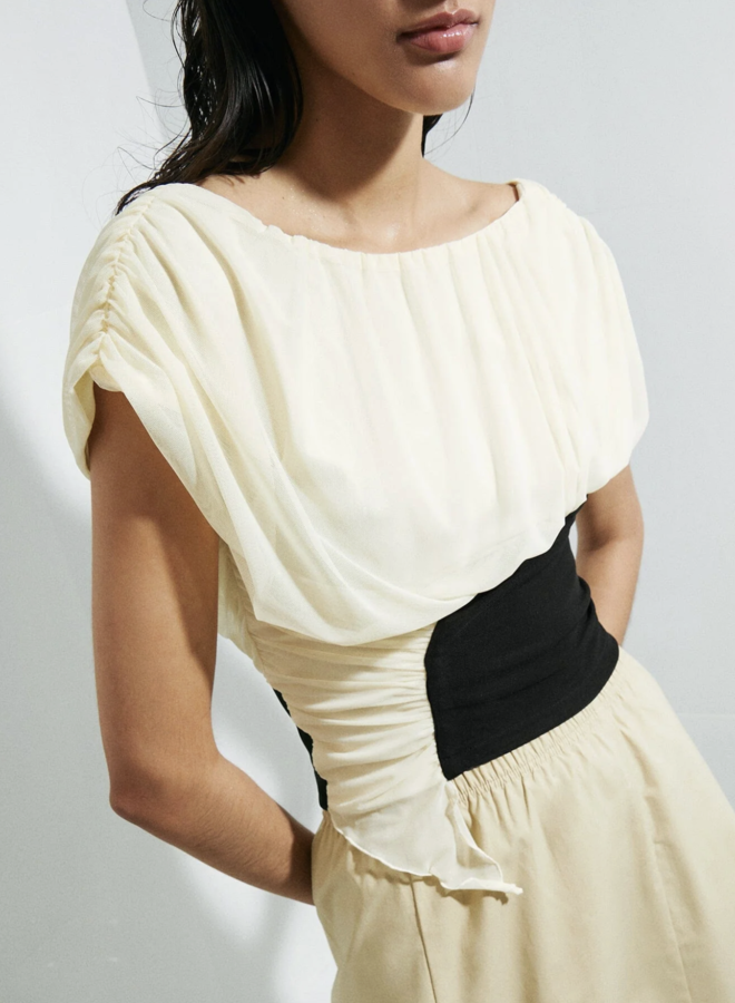 LAAGAM - Gemini Draped Top - Ecru
