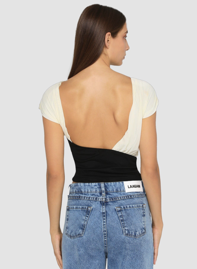 LAAGAM - Gemini Draped Top - Ecru