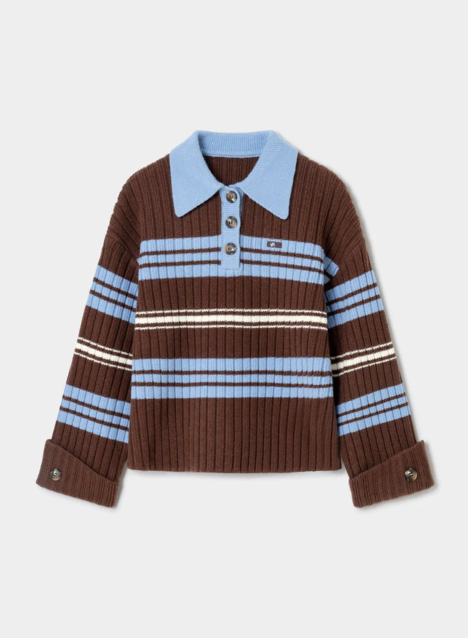 LAAGAM - Graz Polo Knit - Brown Striped