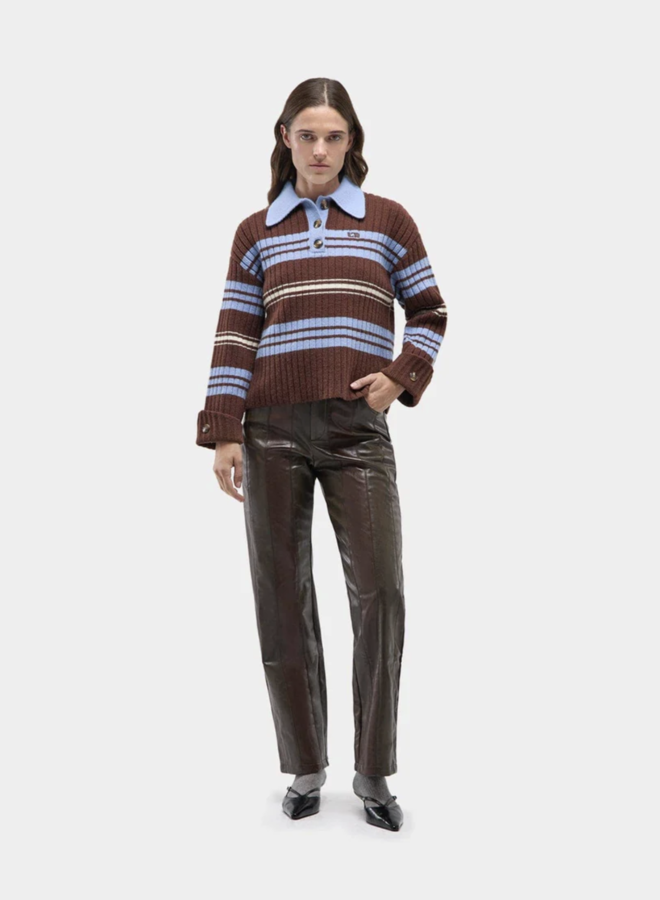 LAAGAM - Graz Polo Knit - Brown Striped