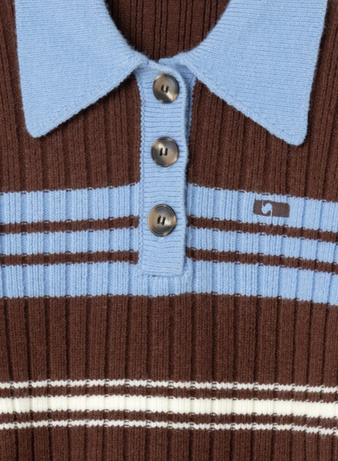 LAAGAM - Graz Polo Knit - Brown Striped