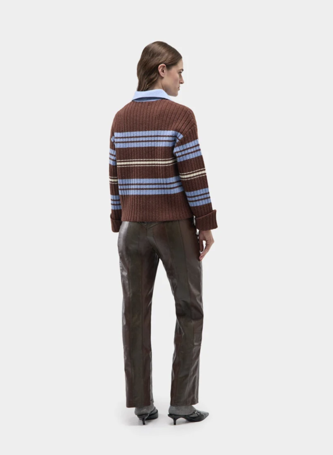 LAAGAM - Graz Polo Knit - Brown Striped
