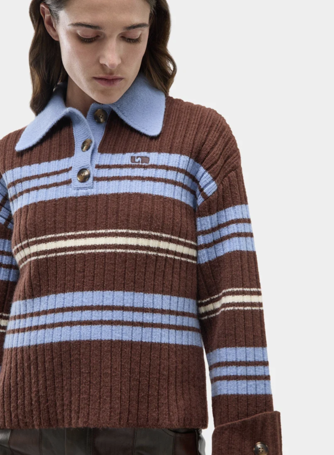 LAAGAM - Graz Polo Knit - Brown Striped