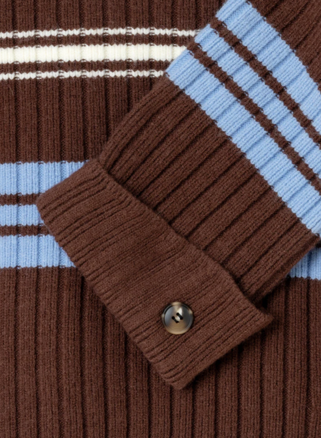 LAAGAM - Graz Polo Knit - Brown Striped