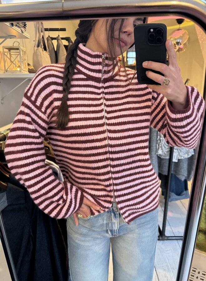 Zipper Cardigan Belly - Rose et Bordeaux (One Size)