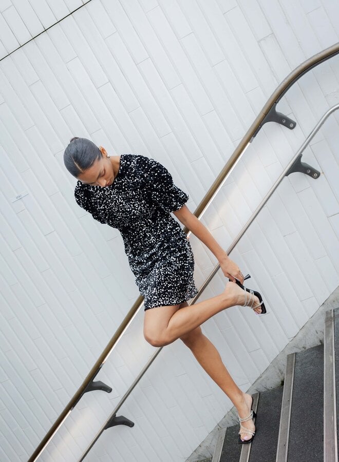 Robe Velours & Sequins - Argent