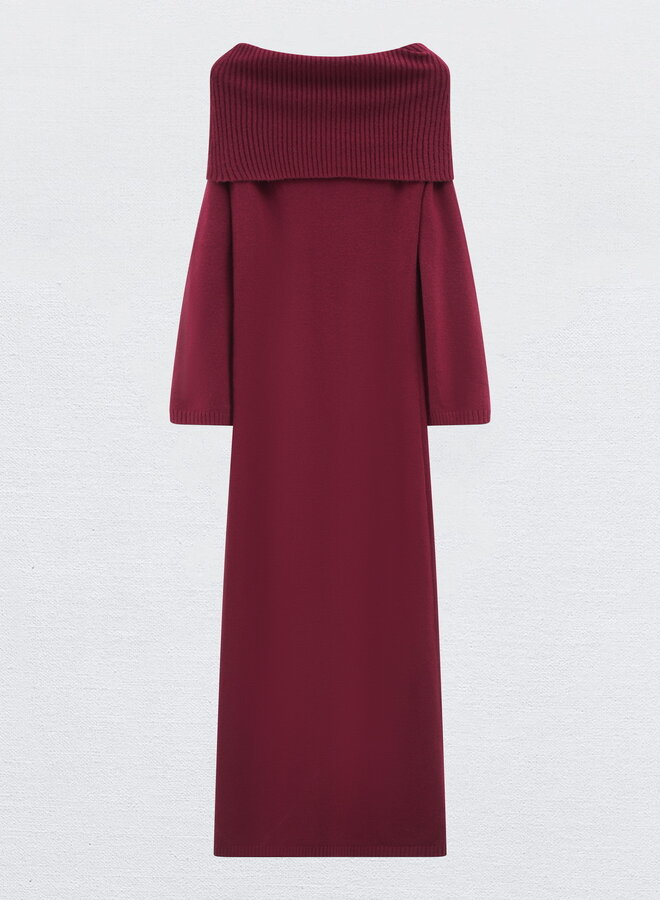 Off Shoulder Knit Robe - Bordeaux (One Size)