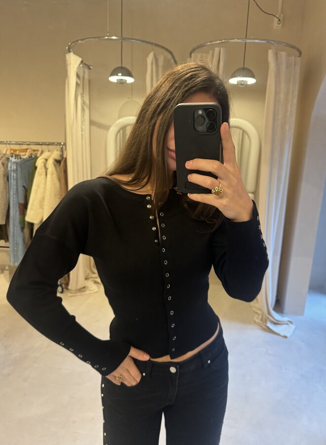 Top Luc Ce - Button Me - Noir