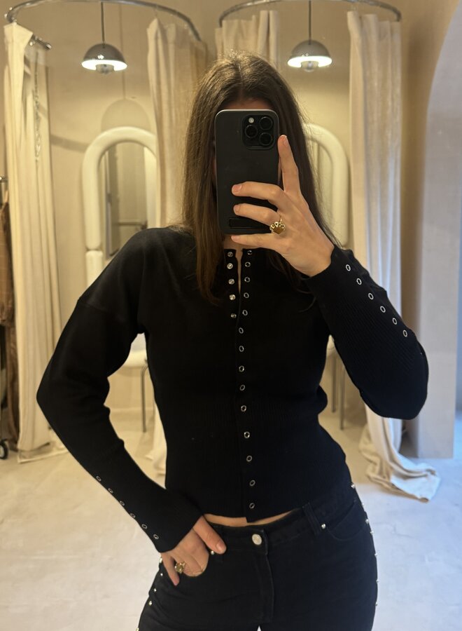 Top Luc Ce - Button Me Noir