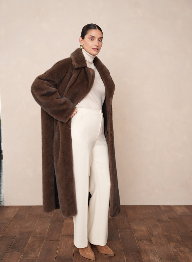 Faux Fur Coat - Marron