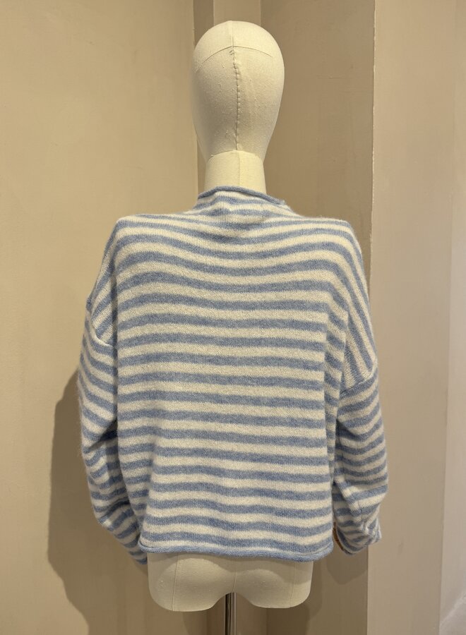 Cardigan Honey Bee - Ecru et Baby Bleu  (One Size)