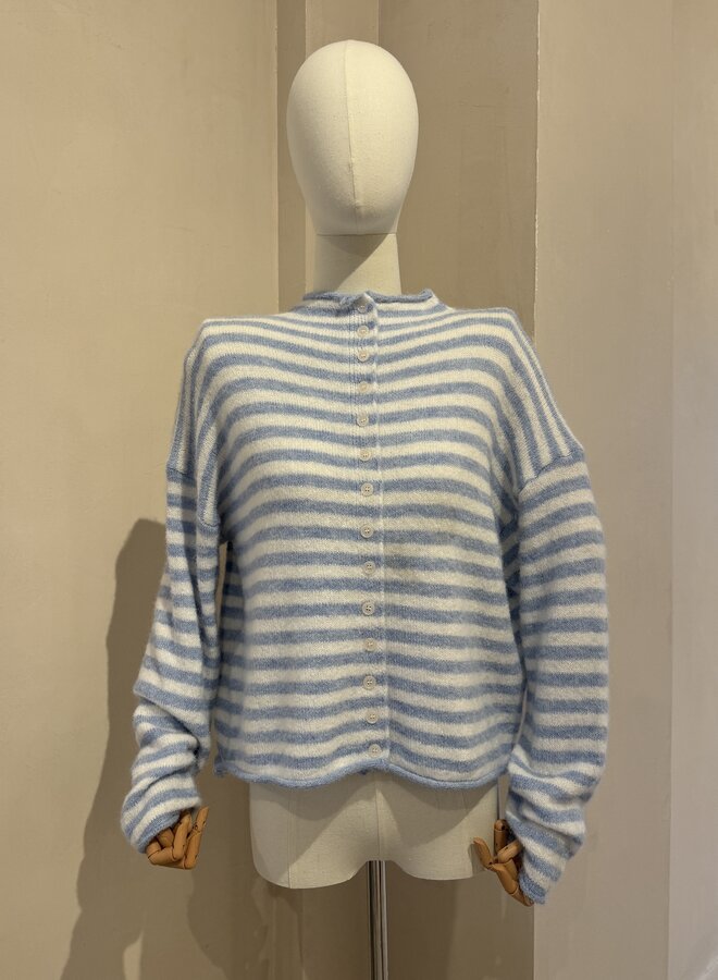 Cardigan Honey Bee - Ecru et Baby Bleu  (One Size)