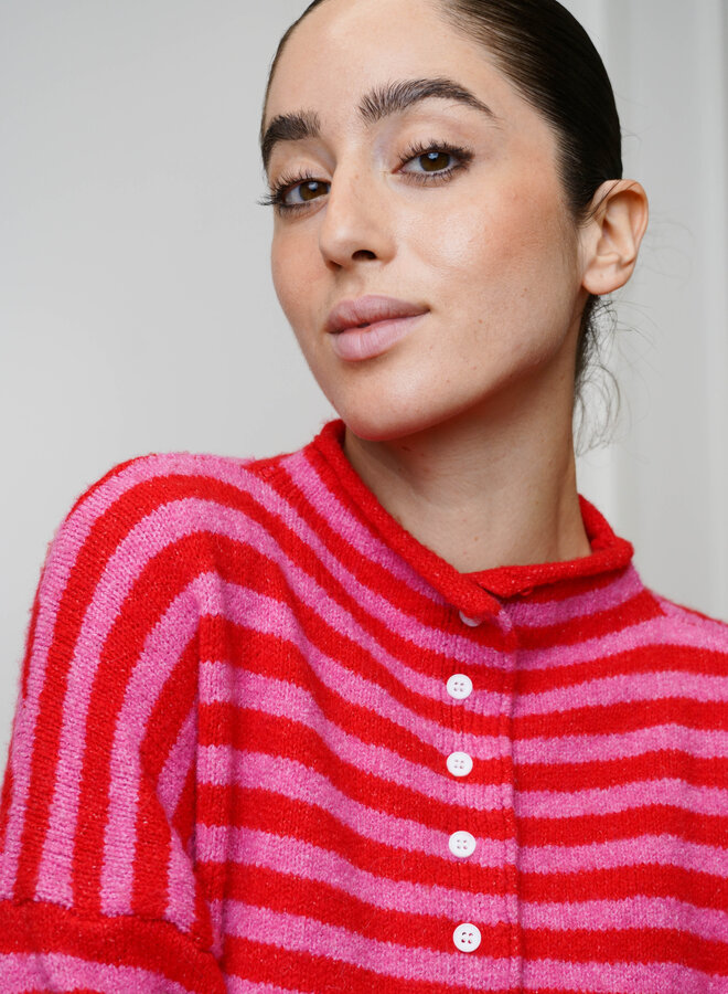 Cardigan Honey Bee - Fuchsia et Rouge  (One Size)